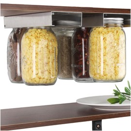 lopeztek Mason Jar Organizer, Canning Rack for 4 8 12 16 24 32 64 oz, Under Cabinet and Pantry Food Storage Hanger Accessories(2Pcs-Regular-Long)