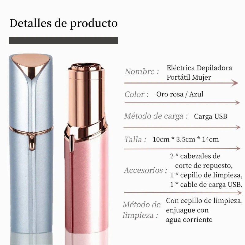 Eléctrica Depiladora Facial Usb Portátil Mujer,con 2 Cabezal