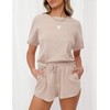 Jhsnjnr Women's Waffle Knit Pyjamas Short Sleeve Top and Shorts