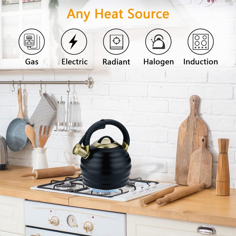 Tea Kettle for Stove Top Whistling Teapot, 3.2Q Tea Pot