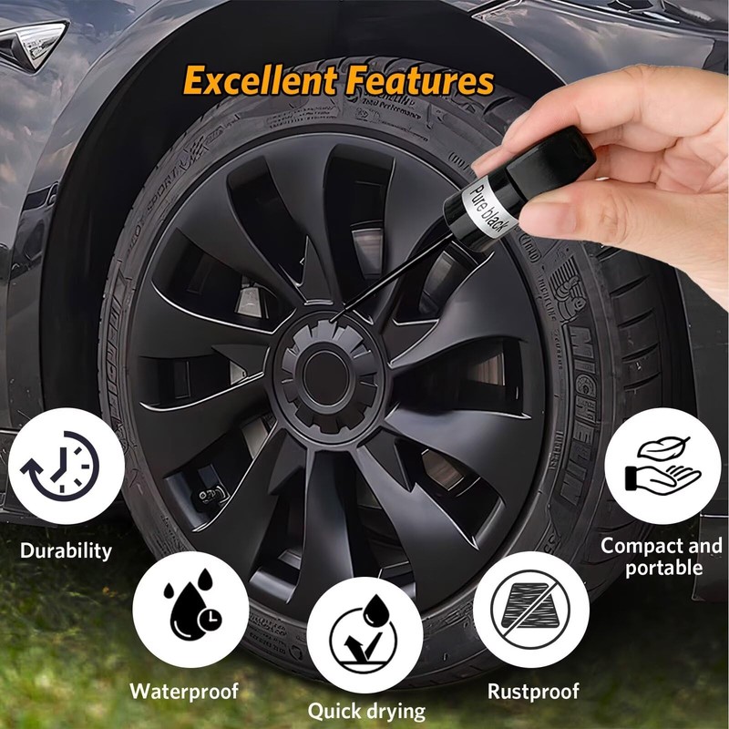 carsmallma Black Rim Paint, Car Wheel Paint for Rims Scratch