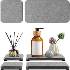 4PCS Water Absorbing Stone Tray, Stone Drying Tray for Bathroom Sink and Kitchen Counter, Fast Drying Diatomite Sink Coasters, Diatomaceous Coaster, Soap Dish Holders