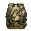 MIEPOS Frog Playing Banjo Backpack, Whimsical Forest Polyester Backpacks,Lightweight Double