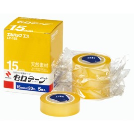 Nichiban LP-15S Cello Tape, Small Rolls, Elpak S, 5 Rolls, 0.6 in x 65.6 ft (15 mm x 20 m)