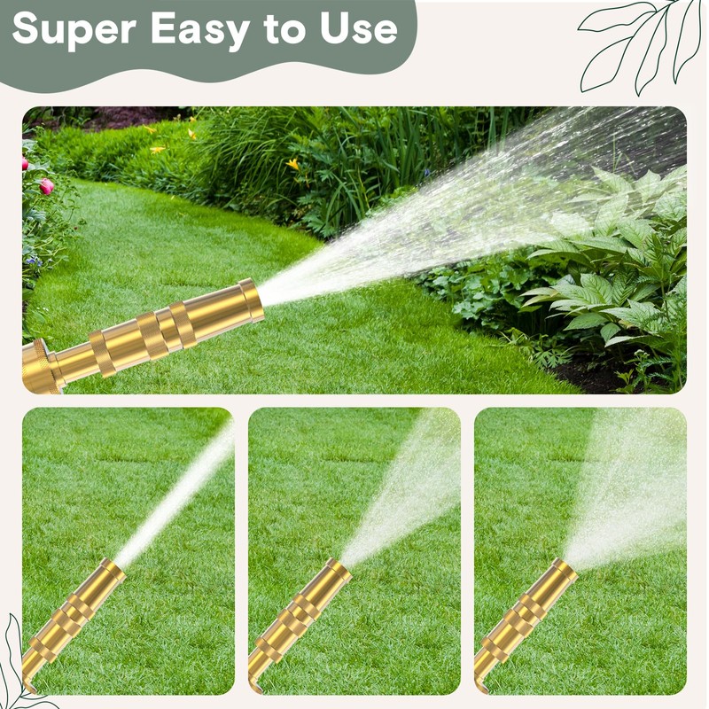 Twinkle Star Heavy-Duty Brass Adjustable Twist Hose Nozzle, High Pressure