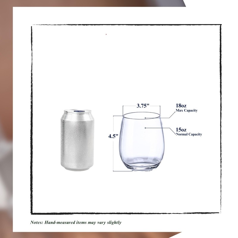 MIYOPESI 18oz Clear Stemless Wines Cups (Set of 8), Shatter-Proof