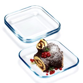 NUTRIUPS 3 Pack 7 Inch Glass Dinner Plates, Tempered Glass Dessert Plate Set For Kitchen,Glass Serving Plates, Dinnerware Dish Set, Dishwasher & Microwave Safe