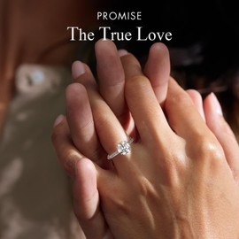 KRKC Moissanite Ring for Women,1.5CT Engagement Rings Promise Rings D Color VVS1 Lab Created Diamond Wedding Band 925 Sterling Silver with 14K White Gold Plated,4 Prong Diamond Rings,Gifts for Women