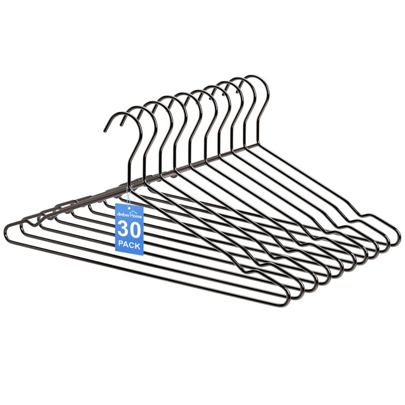 Amber Home 30 Pack 17" Strong Black Metal Wire Clothes