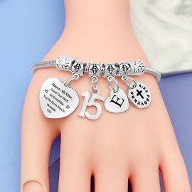 DlaeKua 15th Birthday Gifts Bracelet Bible Verse Gifts for Women Letter E Bracelet Happy 15th Birthday Gifts for Friendship Gifts for Inspirational Gift