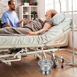 DOITOOL Chamber Pots for Adults Stainless Steel Urinal Bucket Portable Potty for Elderly Children Pee Bucket Spittoon Metal Bedpan Chamber Pots with Lid for Hospital Camping Car Bedroom