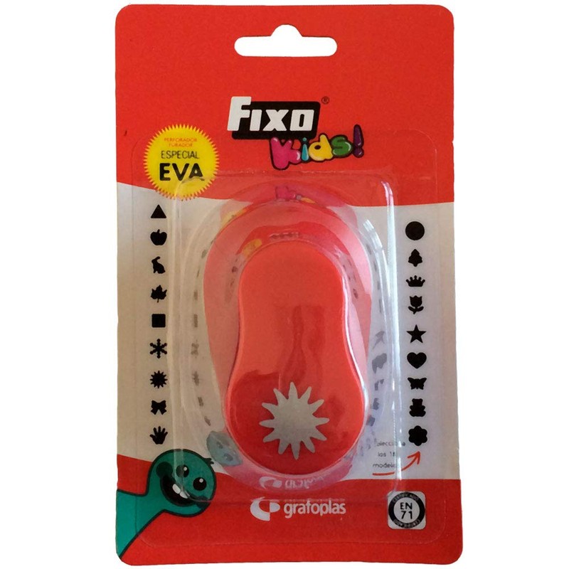 Fixo Punch with Shapes, Sun, 2.5 cm, Red, Medium