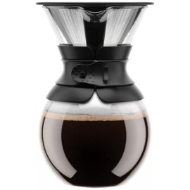 Bodum Coffee Maker, Pour Over Coffee Maker with Permanent Filter, Black Band, 34