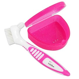 Denture Brush & Slim DA Retainer Case (Pink)