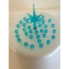 Narco 63 Aqua 5MM Globe Pins & 1 Aqua Snowflake Star for Ceramic Christmas Tree