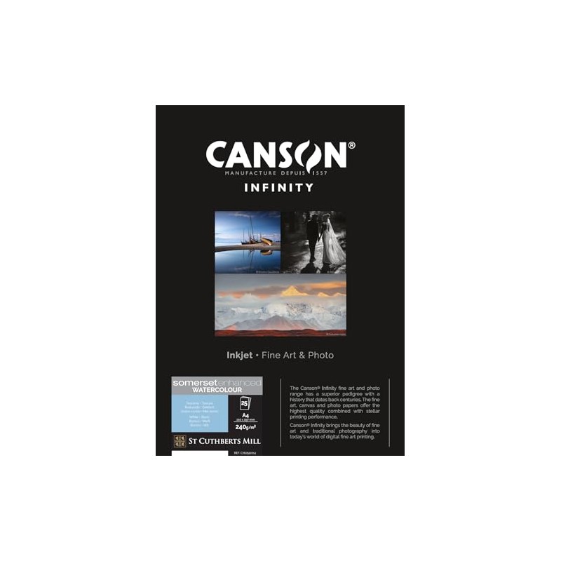 Canson Infinity Somerset Enhanced Watercolour White Digital Photo Paper 240gsm