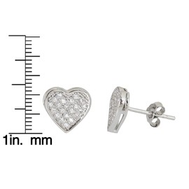 Sterling Silver Pave Heart Stud
