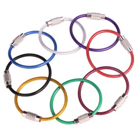 Mini Skater 8PCS 4 Inches Assorted Colored Stainless Steel Wire Keychain Key Ring Cable Ring (8 Assorted Color，Thickness 2mm)