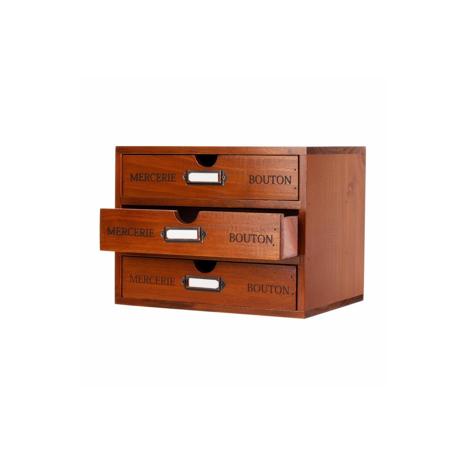 PACKGILO Wooden Storage Box Rustic Desktop Organizer with 3 Drawers ...