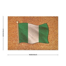 DecStic Flagpole with Nigeria Flag Coir Mat Rustic Festival Flags Door Mats Weather Resistant Non Slip Welcome Mat for Outside Porch Entrance Farmhouse Housewarming Gift 24x36in