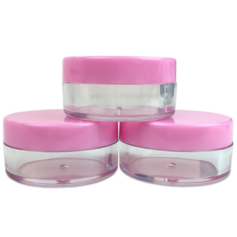 (Quantity: 20 Pieces) Beauticom 10G/10ML Clear Round Jars with Pink