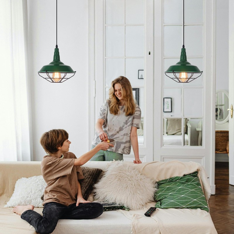 SESIMENT Green Farmhouse Pendant Light, 3 Packs 10.5 inch, Modern