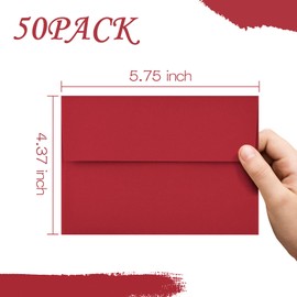 50 Pack A2 Envelopes for Invitations,4.37x5.75 inches,A2 Envelopes Red Self Seal,Printable,for Wedding,Invitation,Baby Shower,4x5 Cards