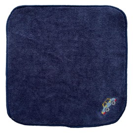 Imabari Towel x Smilish Mini Towel Handkerchief (5.9 x 5.9 inches (15 x 15 cm), Set of 2, Includes Name Space (White Car & Navy Car)