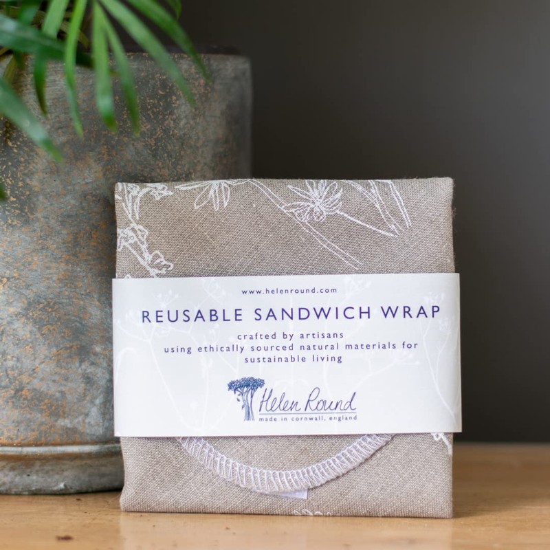 Reusable Sandwich Wrap in Natural Linen with Food Grade Washable,