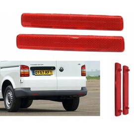 MKAREPART Rear Bumper Reflector Lamp Right and Left Side, Red Cover Tail Reflector, Bumper Light Assembly for T5 Transporter 2003-2011 7E0945105, 7E0945106 (Right and Left Side)