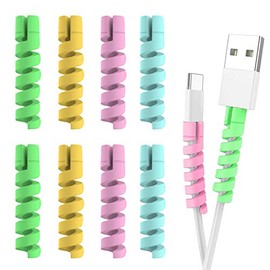 Cable Protector Spiral Phone Charge Cable Saver, Headphone, USB Cord, PC and Notebook Cable Protector, Fit for All Cell Phone - 8 PCS (Colorful)