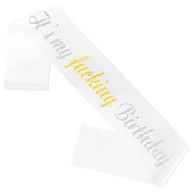 CUBACO Birthday Sash for Women It’s My Birthday White Glitter Sashes for Men,Happy Birthday Sash for Girls, Sweet 16,18th 21st 25th 30th 40th 50th or Any Other Birthday Party Decorations
