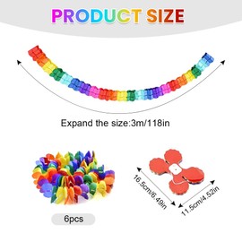 YZROHYI Pack of 6 Colourful Paper Garlands, 3 m, Four-Leaf Clover Garland, Carnival Garlands, Fancy Dress Decoration, Party Garlands, Birthday, Hanging Garland New Year's Eve