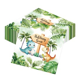 Yoyuspy Dinosaur Baby Shower Napkins Decorations, 50PCS Hatching Soon Baby Shower Napkin Supplies, Cute Dino Party Decor for Boys