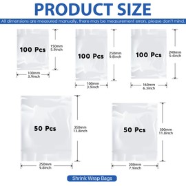 Glarks 400Pcs Shrink Wrap Bags, 5 Sizes PVC Clear Heat Shrink Wrap Band Heat Shrink Films for Shoe Protection Avoid Sole Yellowing and Keep Dust Away