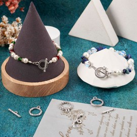 KISSITTY 54pcs Toggle Clasps Alloy Tibetan Style Flower Ring Heart Clasps Antique Silver Metal T-bar Closure Clasps Bulk for Jewelry Making DIY Necklace Bracelet Chain Craft Key Chain Accessory