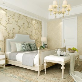 Q QIHANG Country Retro Pastoral Non-Woven Wallpaper, (A Light Yellow)