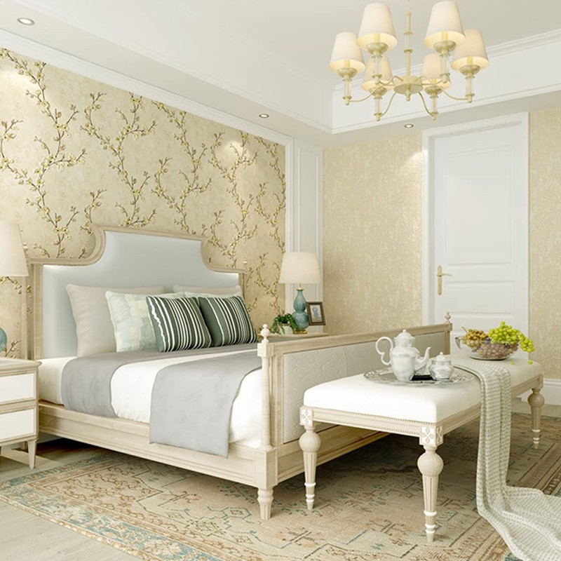 Q QIHANG Country Retro Pastoral Non-Woven Wallpaper, (A Light Yellow)