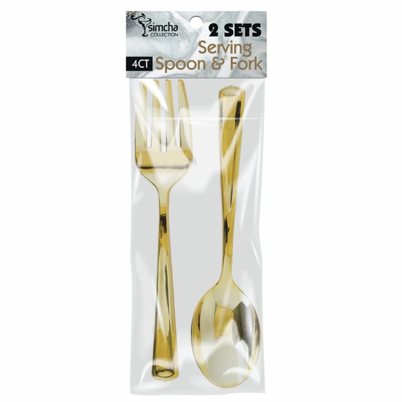Blue Sky Disposable Gold Serving Spoon and Forks Set |