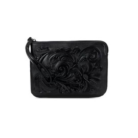 Patricia Nash Cassini Wristlet, Black Tooled