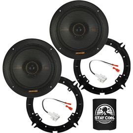 KICKER Speakers 6.5 inch for Hyundai Elantra 2017-2020 Upgrade Kit - Pair of KS Series with Adapters and Harness, Coaxial 6 1/2 Car Audio Front or Rear Door Speaker KSC650, 51KSC6504