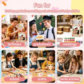 36 Pack Mini Magnetic Wooden Picture Frames for Crafts, Unfinished Magnetic Photo Frame Kit with 12 Watercolor Pens, Heart Star and Diamond Stickers, DIY Fridge Decor for Birthday, Graduation and Wedding Gifts