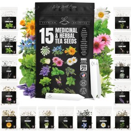 Medicinal Herb Seeds Variety Pack – Calendula, Echinacea, Lemon Balm, Hyssop & Lovage – 15 Varieties, 2950+ Non-GMO Heirloom Seeds, Indoor & Outdoor Growing
