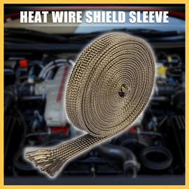 REPAIROCK Fiberglass Heat Wire Shield Sleeve Heat High Temp Shield Adjustable Heat Shield 10ft 12mm 1/2" Titanium Tone for Car Wire Protection Auto Replacement Parts