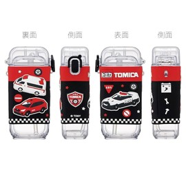Skater PSQ5ST-A Square Straw Bottle, M, 15.2 fl oz (450 ml), One Push Cover, Shoulder Strap Included, Tomica Boys