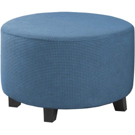 DKSLIPGO Ottoman Cover Stretch Ottoman Slipcover Round Ottoman Storage Cover Folding Stool Covers Furniture Protector Cover (Dusty Blue,Large)