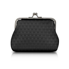 AdiStylinno Mini Wallet for Women, Small Change Purse with Kiss Lock, Vintage Double Clasp Mini Coin Purse, Coin Purse for Card Keys, black, cute