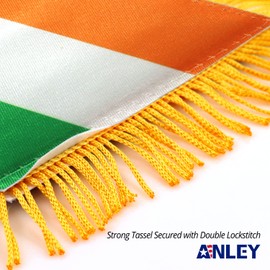 Anley 4 X 6 Inch Ireland Fringy Window Hanging Flag - Mini Flag Banner & Car Rearview Mirror Décor - Fringed Irish Hanging Flag with Suction Cup