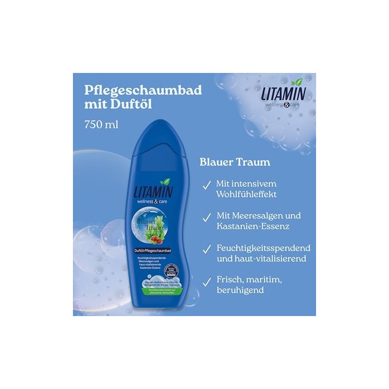 Litamin Blue Dream Bubble Bath 750 ml - with Seaweed