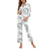 Brosloth Womens Silk Pajamas Long Sleeve Button Down Animal Print